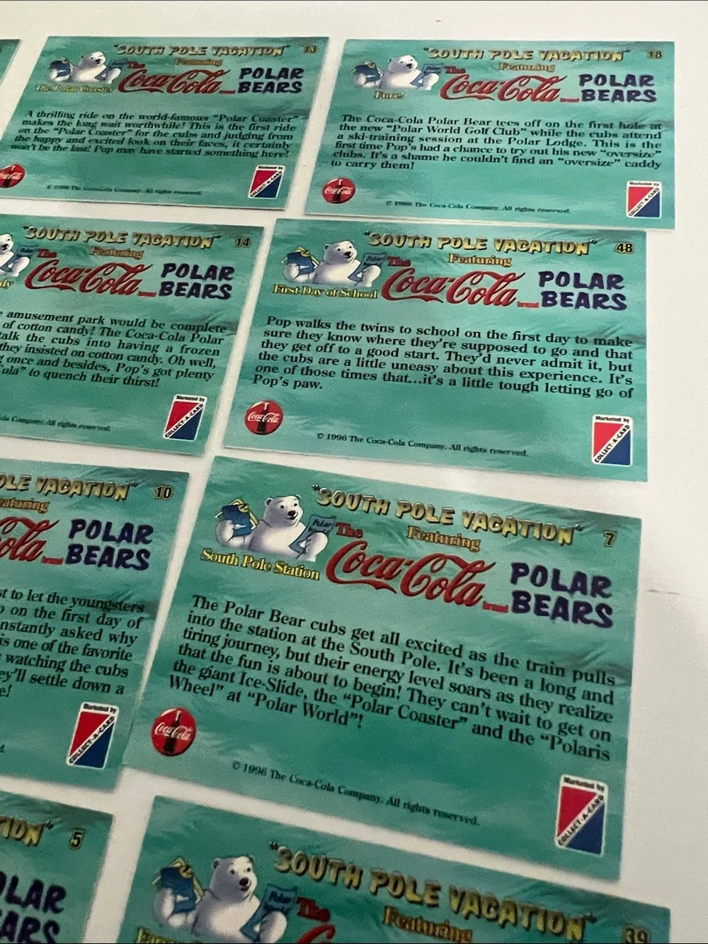 1996 South Pole Vacation Coca Cola Polar Bears Trading Cards (15) - Lot #4